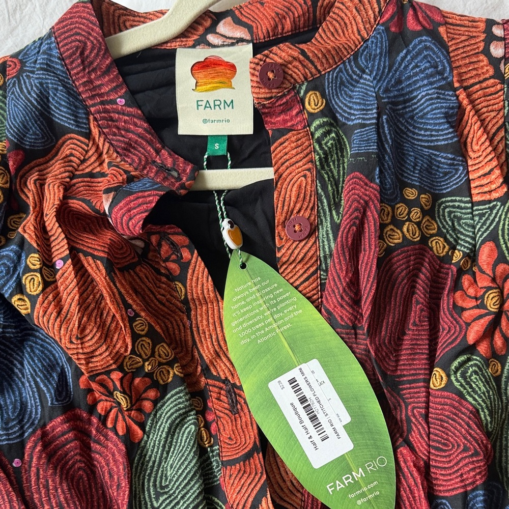FARM Rio Red Multi-Color Floral Balloon-Sleeve Mini Dress - Picture 3 of 4